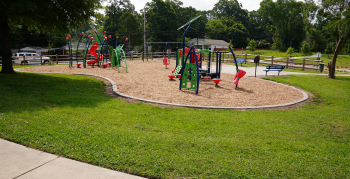 A wide shot of Druid Hills Park