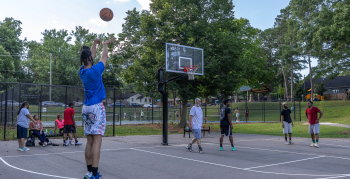 People playing basketbll at Enderly Park