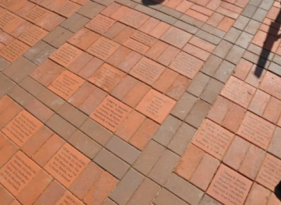 Memorial bricks in a county park